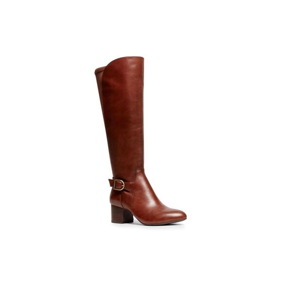 ANNE KLEIN Womens Cognac Brown Back Material Honesty Leather Heeled Boots 9.5 M - Picture 1 of 4